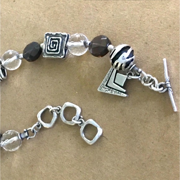 Silpada Vintage Sterling Silver Smokey Quartz Crystal Oxidized Bracelet - Picture 6 of 8